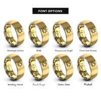 font options for inside engraving on gold & grey sun moon rings