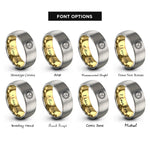 font options for inside engraving on gold & grey sun moon rings