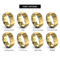 font options for inside engraving on gold & gray sun moon rings