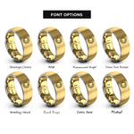 font options for inside engraving on gold & grey sun moon rings