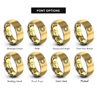 font options for inside engraving on gold & grey sun moon rings