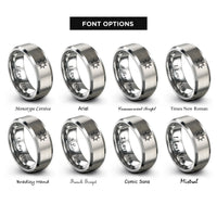 font options for inside engraving on silver sun moon rings