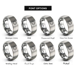 font options for inside engraving on silver sun moon rings