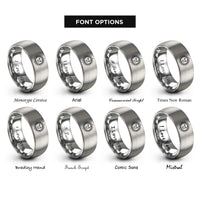 font options for inside engraving on silver sun moon rings
