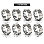 font options for inside engraving on silver sun moon rings