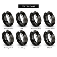 font options for inside engraving on black & gray sun path rings