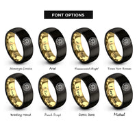 font options for inside engraving on black & gold sun peaks rings
