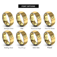 font options for inside engraving on gold & silver sun rays rings
