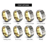 font options for inside engraving on gold & grey sun rays rings