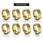 font options for inside engraving on gold & gray sun rays rings