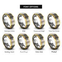 font options for inside engraving on gold & grey sun rays rings
