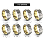 font options for inside engraving on gold & gray sun rays rings