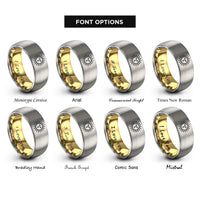 font options for inside engraving on gold & gray sun rays rings