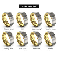 font options for inside engraving on gold & grey sun rays rings