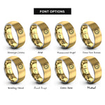 font options for inside engraving on gold & gray sun rays rings