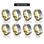 font options for inside engraving on gold & gray sun rays rings