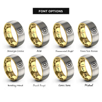 font options for inside engraving on gold & gray sun rays rings