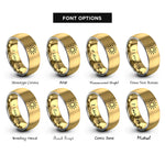 font options for inside engraving on gold & gray sun rays rings