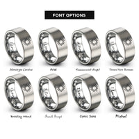 font options for inside engraving on grey sun rays rings