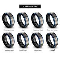 font options for inside engraving on black & blue & grey sun sigil circle rings