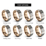 font options for inside engraving on rose gold & grey sun sigil rings