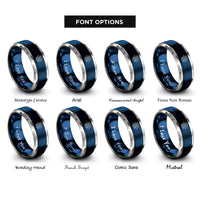 font options for inside engraving on blue & grey sun square rings