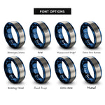 font options for inside engraving on blue & silver sun square rings