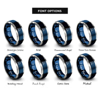 font options for inside engraving on blue & gray sun stars rings