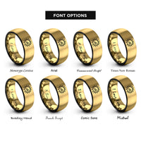 font options for inside engraving on black & gold sun steps rings