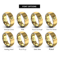 font options for inside engraving on gold & silver sun waves rings