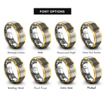 font options for inside engraving on gold & grey sun waves rings