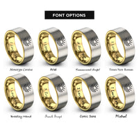 font options for inside engraving on gold & gray sun waves rings