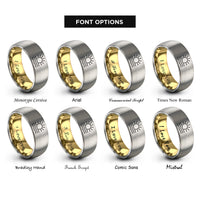 font options for inside engraving on gold & gray sun waves rings