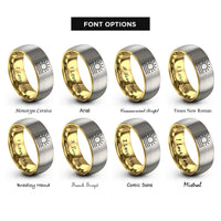 font options for inside engraving on gold & grey sun waves rings