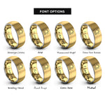 font options for inside engraving on gold & gray sun waves rings