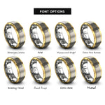 font options for inside engraving on gold & gray sun waves rings