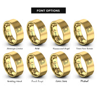 font options for inside engraving on gold sun waves rings