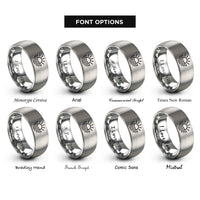 font options for inside engraving on silver sun waves rings