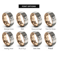 font options for inside engraving on rose gold & silver sun waves rings