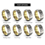 font options for inside engraving on gold & gray sunburst circle rings
