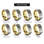 font options for inside engraving on gold & grey sunburst circle rings