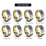font options for inside engraving on gold & grey sunburst circle rings
