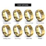 font options for inside engraving on gold & silver sunburst circle rings