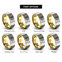 font options for inside engraving on gold & silver sunburst circle rings