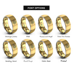 font options for inside engraving on gold & silver sunburst circle rings