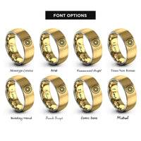 font options for inside engraving on gold & silver sunburst circle rings
