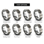 font options for inside engraving on silver sunburst circle rings