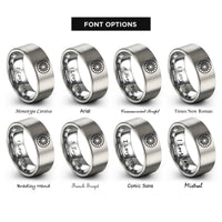 font options for inside engraving on silver sunburst circle rings