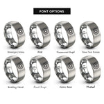 font options for inside engraving on grey sunburst circle rings