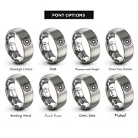 font options for inside engraving on grey sunburst circle rings